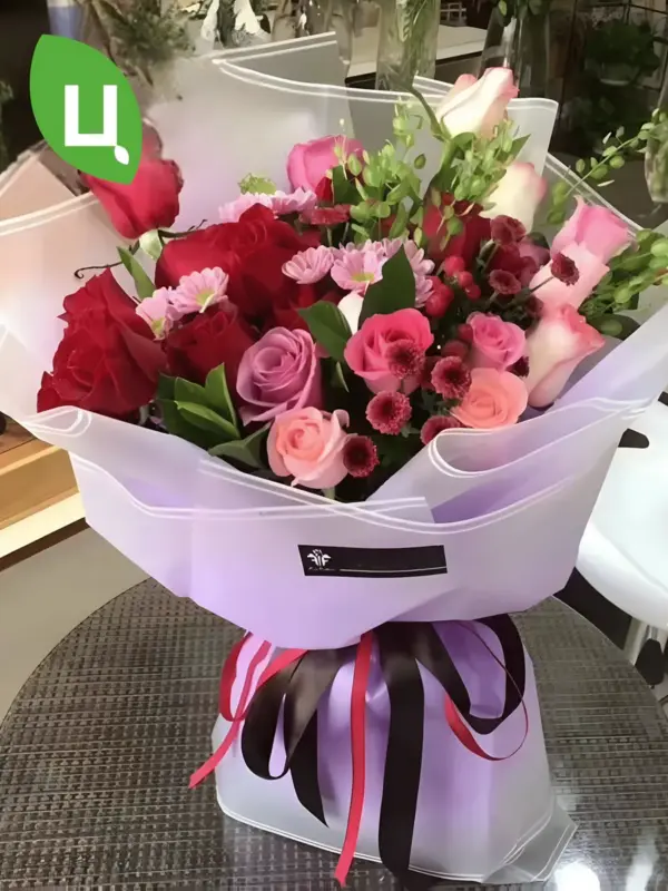 Пленка подарочная Омбре с каймой фиолетовый 58*58 см 20 шт