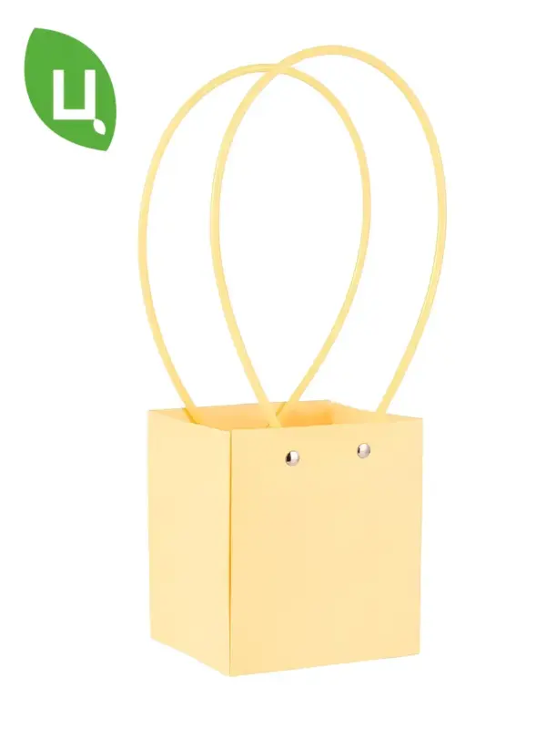 Сумка подарочная плайм квадрат пакет 13*12*12 см 10 шт желт