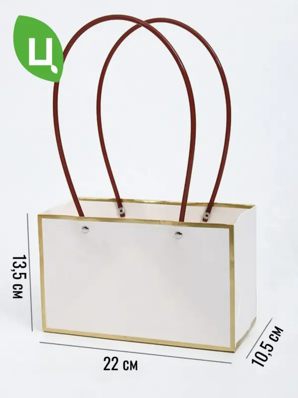Сумка для цветов, подарочный пакет 22x10,5x13.5 см 10 шт бел