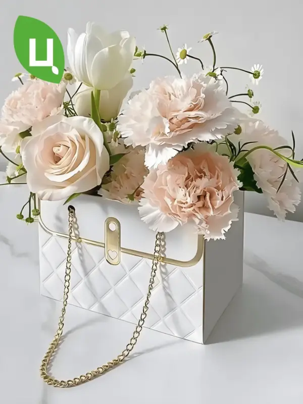Сумка для цветов подарочный плайм пакет 10*10.5*15 см бел