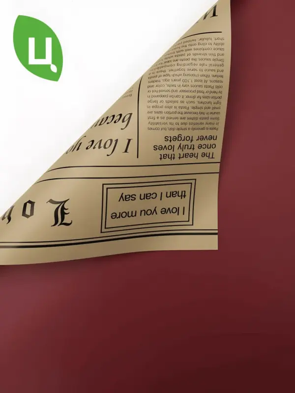 Пленка подарочная Газета Бордовый-Хаки 58*58 см 20 шт