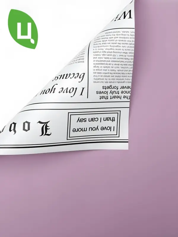 Пленка подарочная Газета фиолетовый-Белый 58*58 см 20 шт