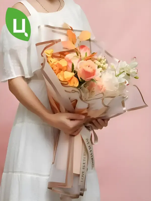 Упаковочная бумага (пленка) 58*58 см 20 лист шампань 11