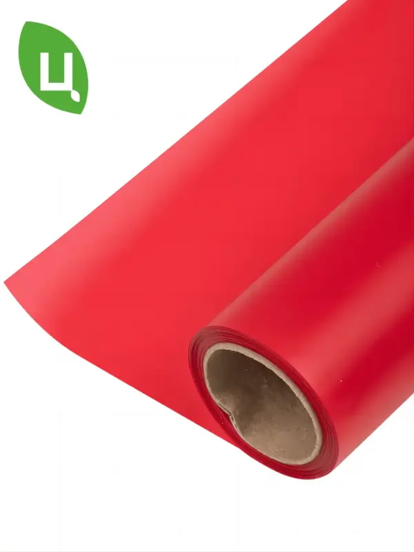 Бумага (пленка) упаковочная матовая красная 50 см