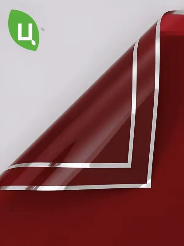 Пленка подарочная с каймой серебро Бордовый 57*57 см 20 шт