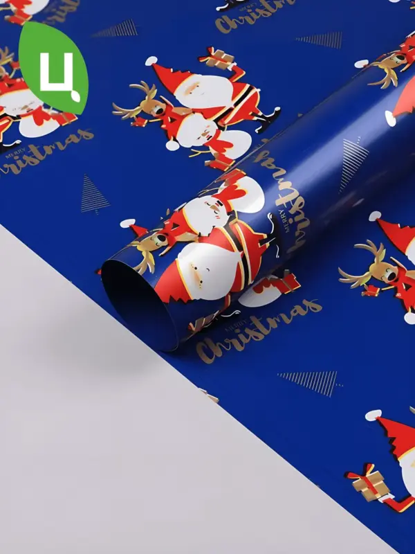 Пленка упаковочная НГ олень синяя 57*57 см 20 шт