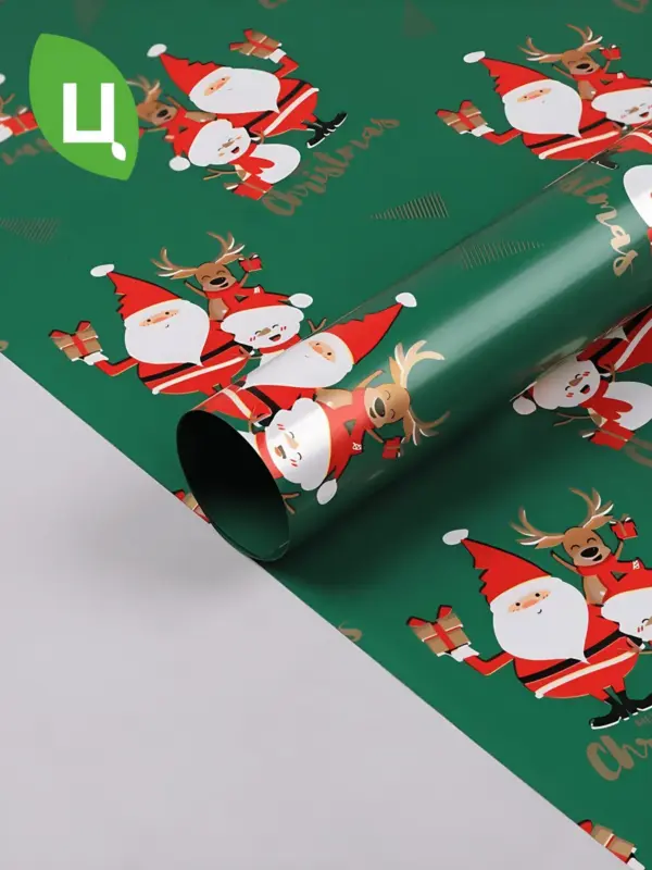 Пленка упаковочная НГ олень зеленая 57*57 см 20 шт