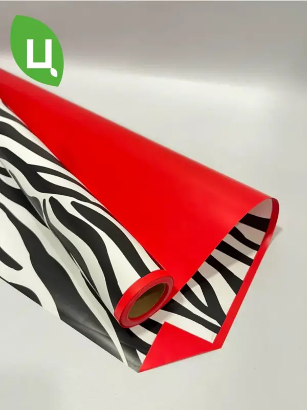 Упаковочная бумага (пленка) 50см*10м 50мкр."ЗЕБРА" красная