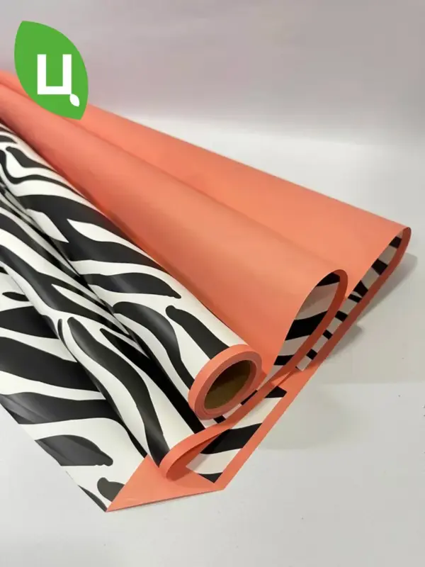 Упаковочная бумага (пленка) 50см*10м 50мкр."ЗЕБРА" оранж-бел