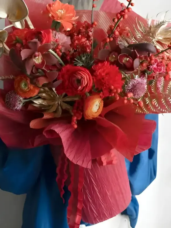 Пленка подарочная матовая 55*42 см 5 листов гофра бордо