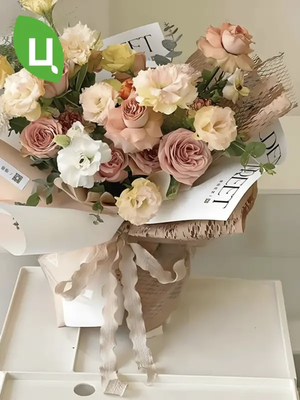 Пленка подарочная для цветов Соты кофе с молоком 50 см*8 ярд