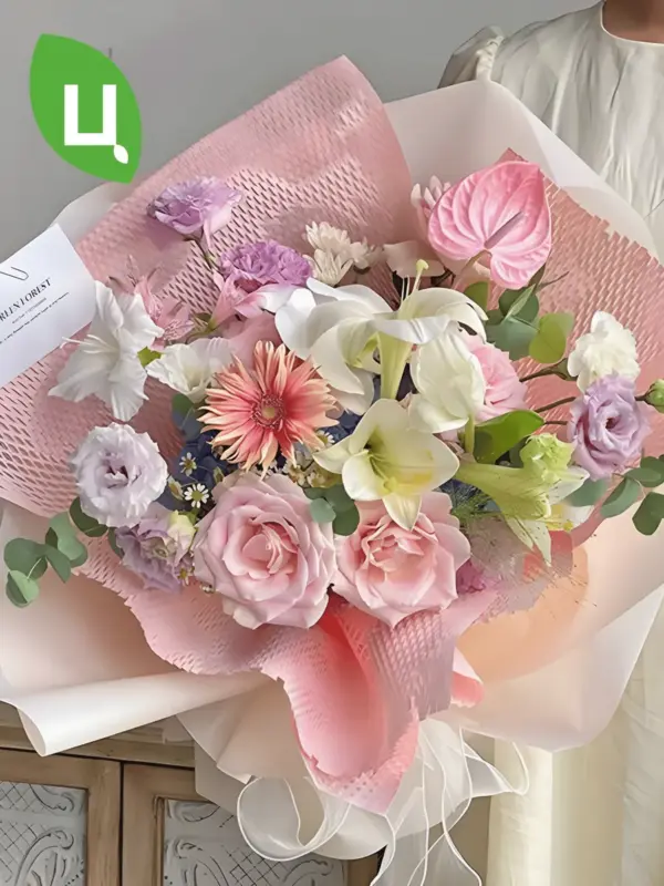 Пленка подарочная для цветов Соты Розовый 50 см*8 ярд