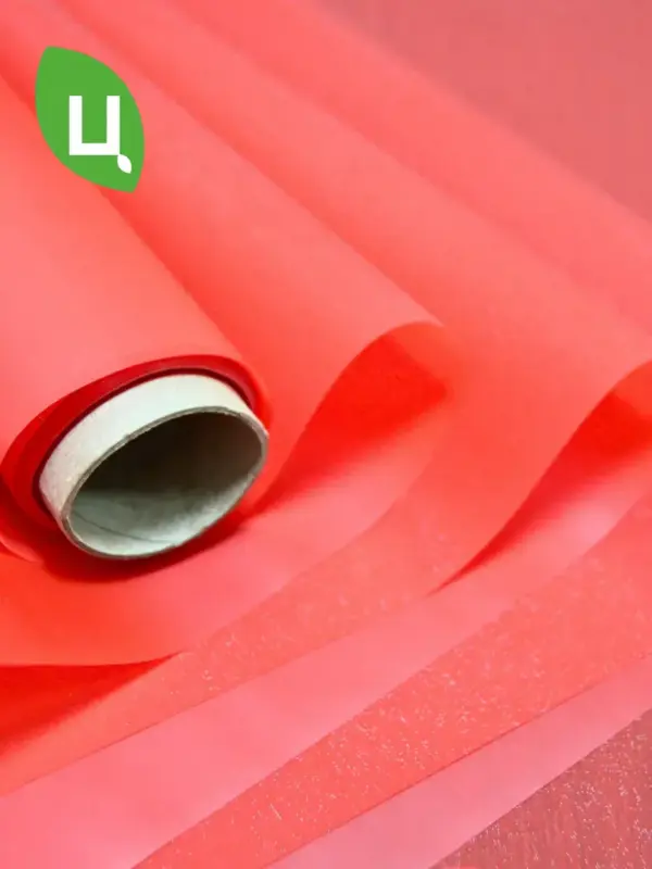 Упаковочная бумага (пленка) 10м*0,6м красная мерцающая
