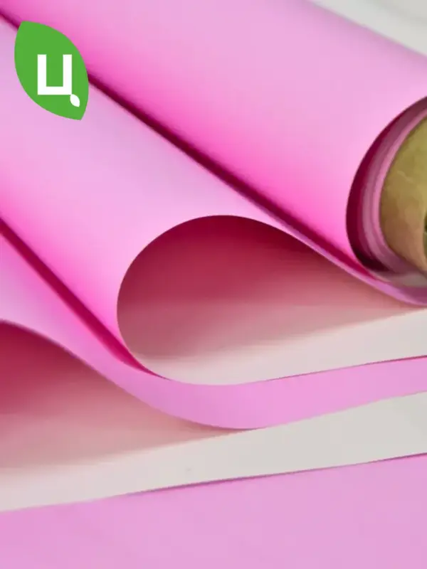 Упаковочная бумага (пленка) 10м*0,6 м розовая двусторонняя