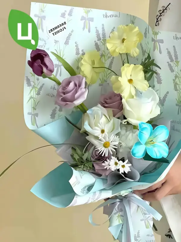 Пленка упаковочная для цветов Lavander Синий 58*58 см 20 шт