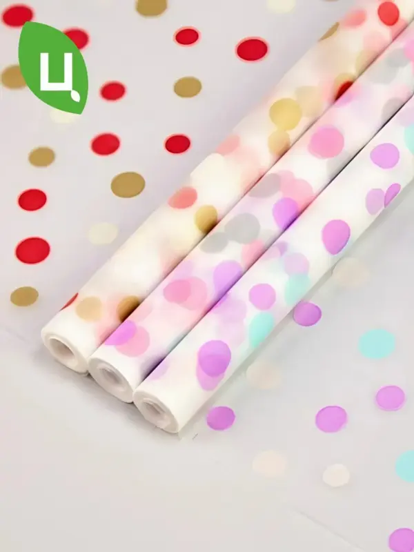 Пленка МАТОВАЯ ТРЕХЦВЕТНЫЙ ГОРОХ 700мм Россия ранд.цвет