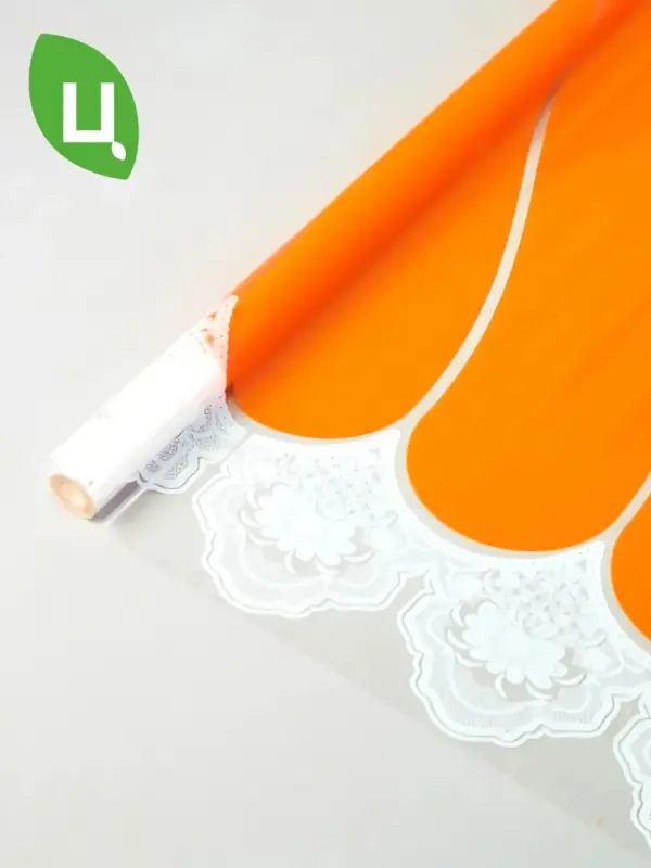 Пленка Коллекция КРУЖЕВА оранжевый-белый 700мм/200