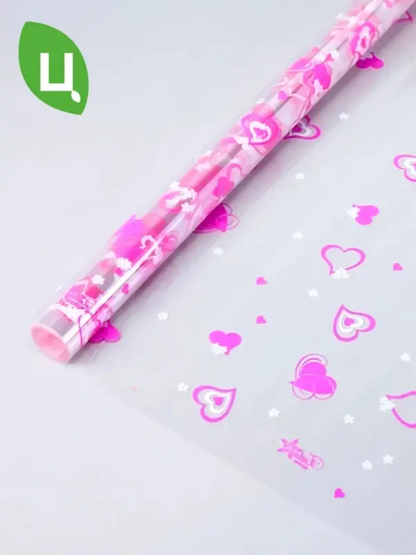 Пленка Коллекция ВАЛЕНТИНКИ малина-белый 700мм/200