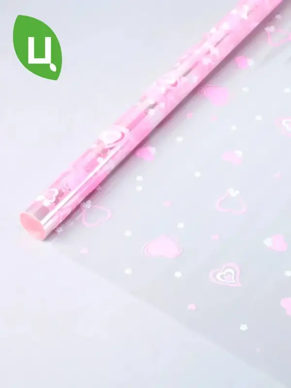 Пленка Коллекция ВАЛЕНТИНКИ розовый-белый 700мм/200