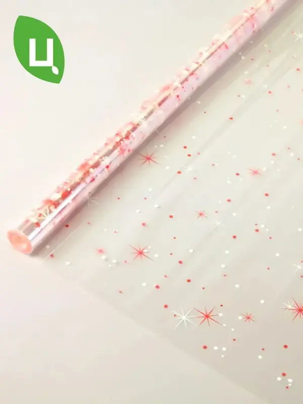 Пленка упаковочная ЗВЕЗДОЧКА белый-красный 700мм/200