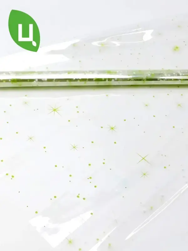 Пленка упаковочная ЗВЕЗДОЧКА белый-салатовый 700мм/200