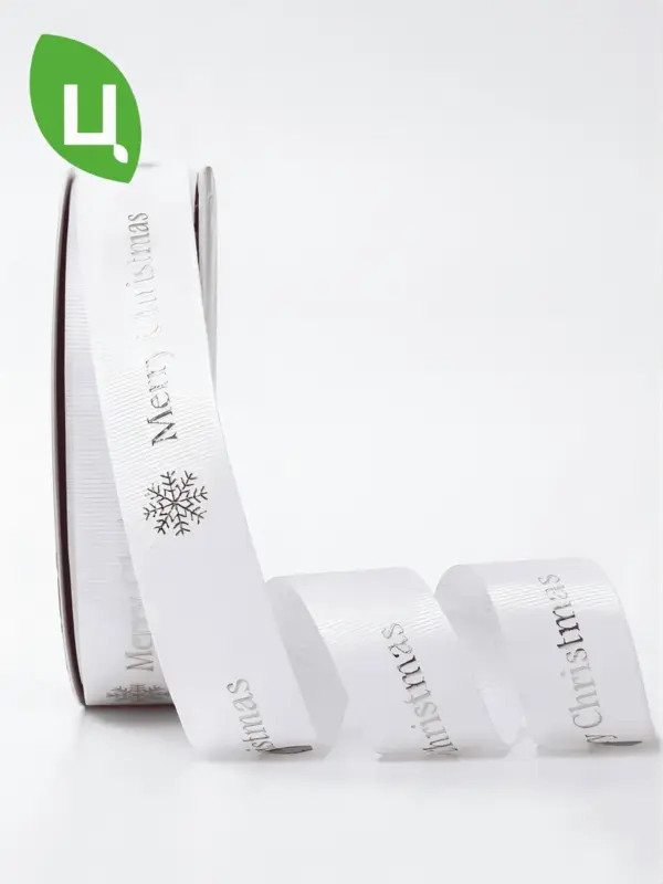 Лента упаковочная Merry Christmas белая 1CM*80Y 1шт