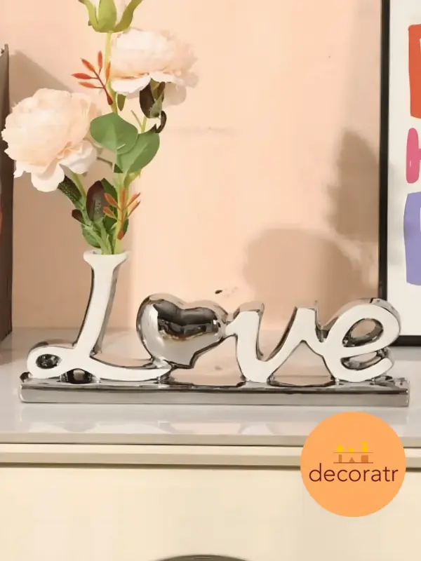 Cтатуэтка декоративная LOVE Белый+серебро 27*4*23 см