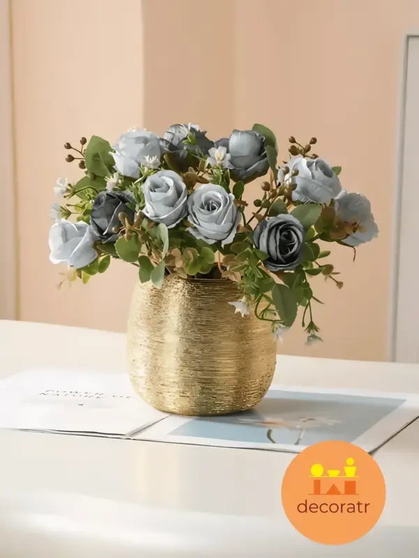 Ваза керамическая для цветов золотая интерьерная 14,5 см