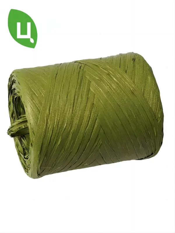 Рафия натуральная лента флористическая оливковая