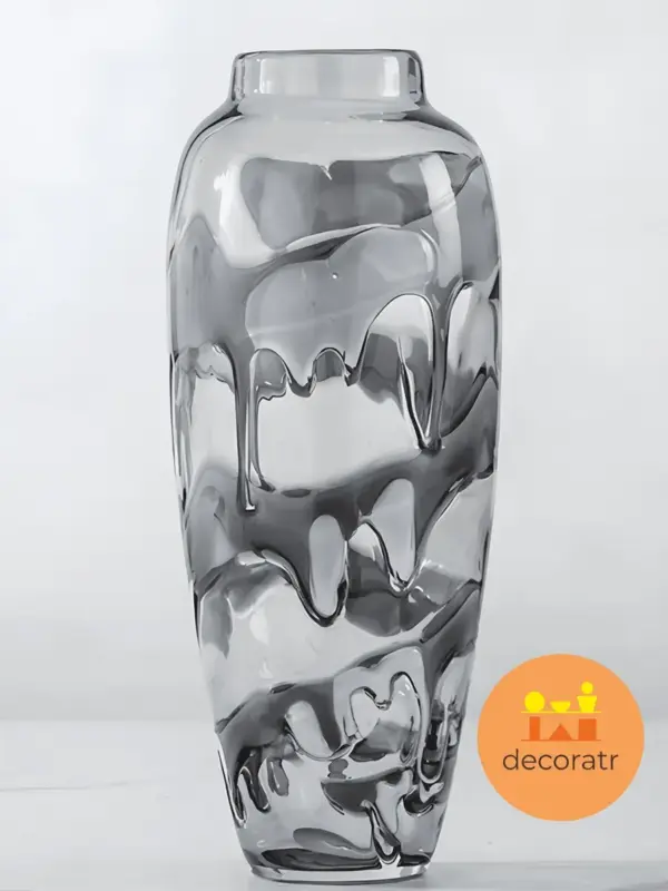 Ваза стеклянная для цветов дымчатая интерьерная 36 см