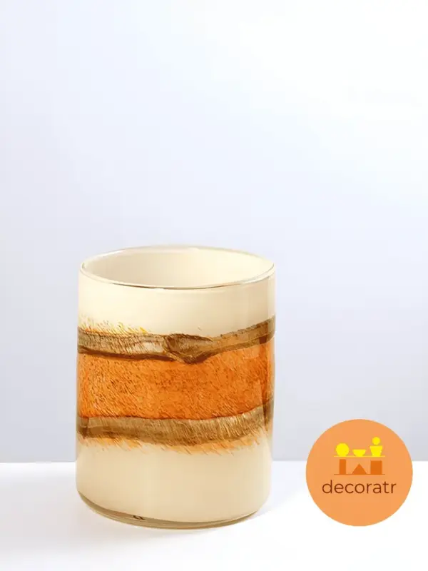 Ваза стеклянная интерьерная для цветов янтарная 20см