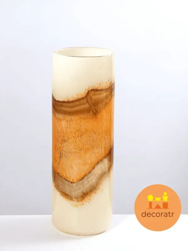 Ваза стеклянная интерьерная для цветов янтарная 34см