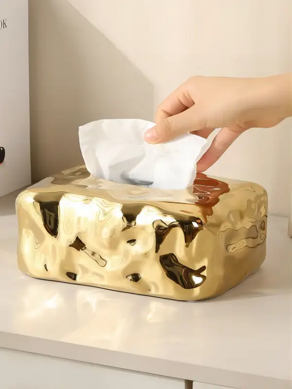 Салфетница керамическая золотая для салфеток 9 см