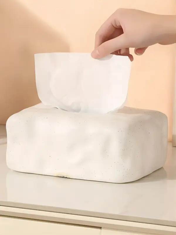 Салфетница керамическая для салфеток белая терраццо