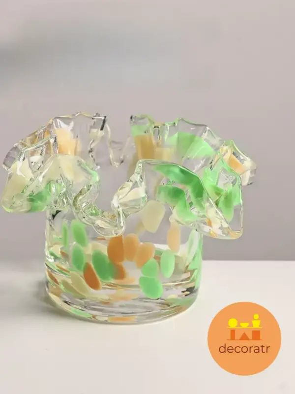 Подсвечник стеклянный для декора и интерьера 9,5 см зеленый