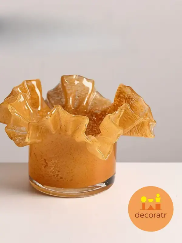 Подсвечник стеклянный для декора и интерьера 9,5 см золото