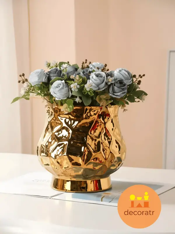 Кашпо керамическое золотое для цветов 20 см