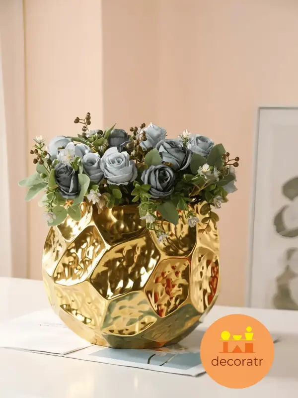 Кашпо керамическое золотое для цветов декоративное 22 см