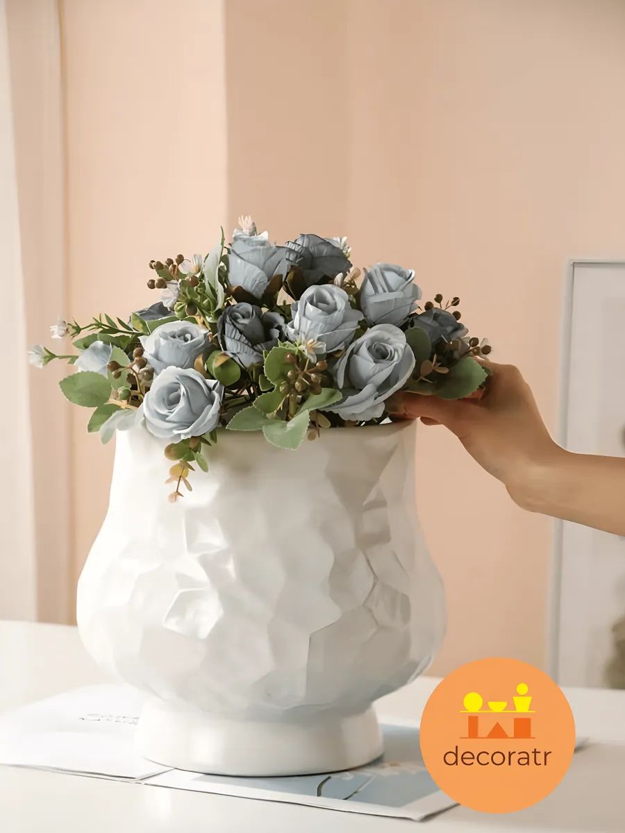 Кашпо керамическое белое для цветов 20 см