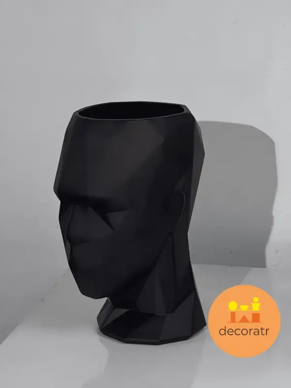 Ваза стеклянная интерьерная для цветов черная 24 см