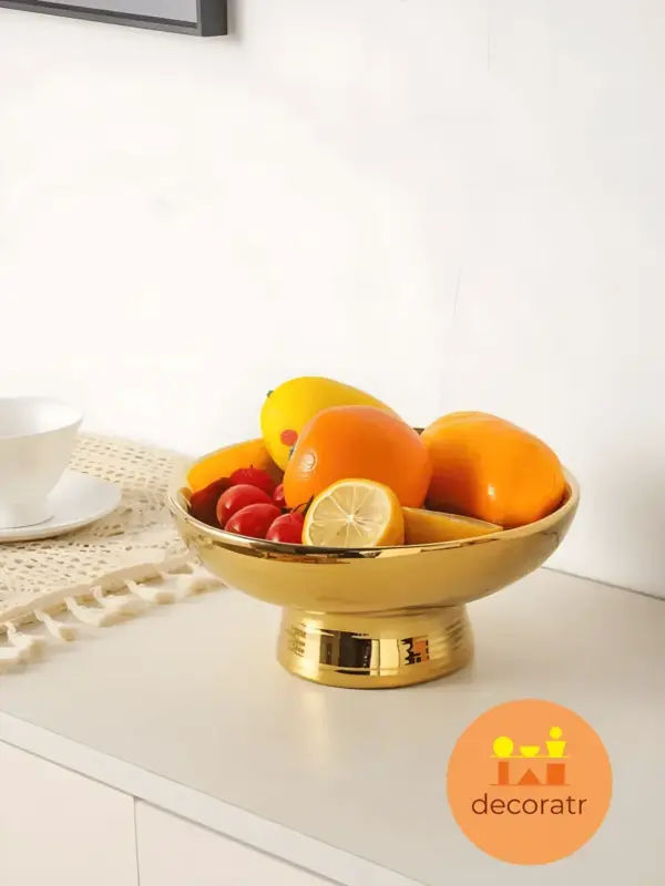 Ваза керамическая для фруктов золотая 21х10 см