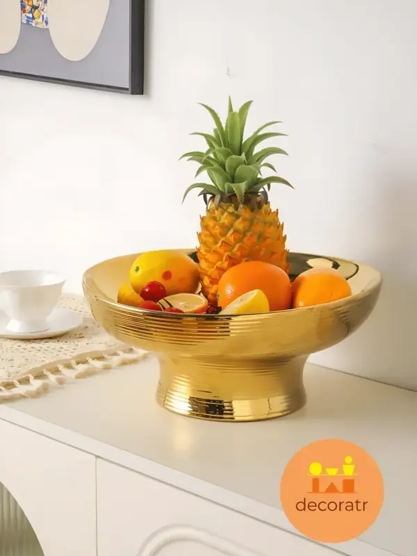 Ваза керамическая для фруктов золотая 13.5см