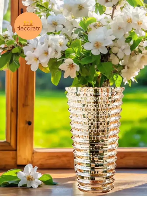 Ваза для цветов, сухоцветов стеклянная бакарат 23 см