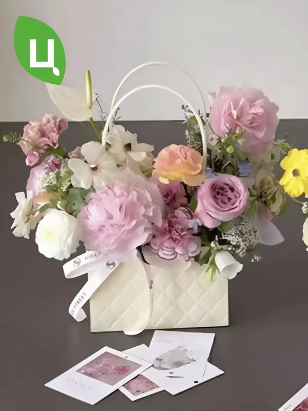 Сумка подарочная плайм пакет Лицзян 22*13,5*10 см 10 шт беж