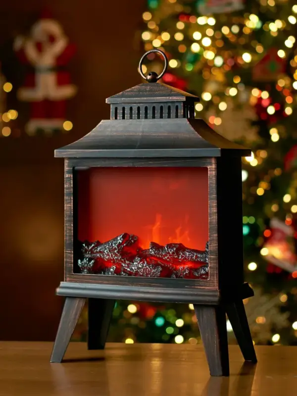 Камин светодиодный новогодний на батарейках ночник 48 см