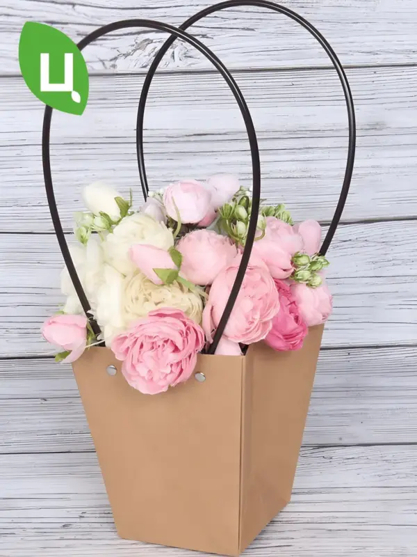 Сумка для цветов коричневая Трапеция 15x13x9.5x9.5см