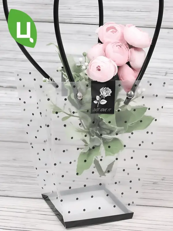 Сумка для цветов пластик Трапеция чер.точк 26x24x12x11см 1шт