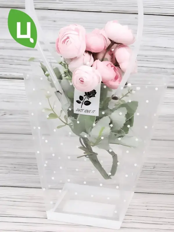 Сумка для цветов пластик Трапеция Бел.точка 26x24x12x11см 1ш