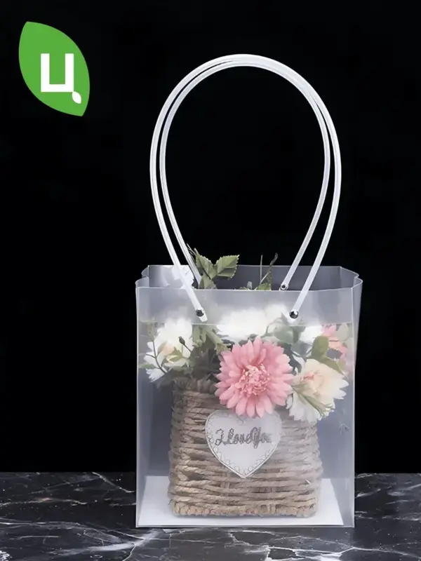 Сумка для цветов пластик прозрачная 25*25*12 см 10шт