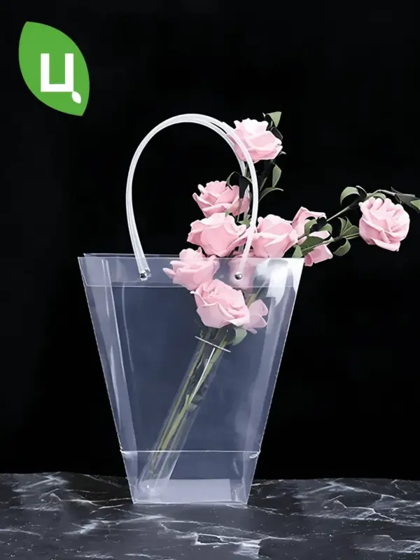 Сумка для цветов пластик прозрачная 26*24*12 см 10шт